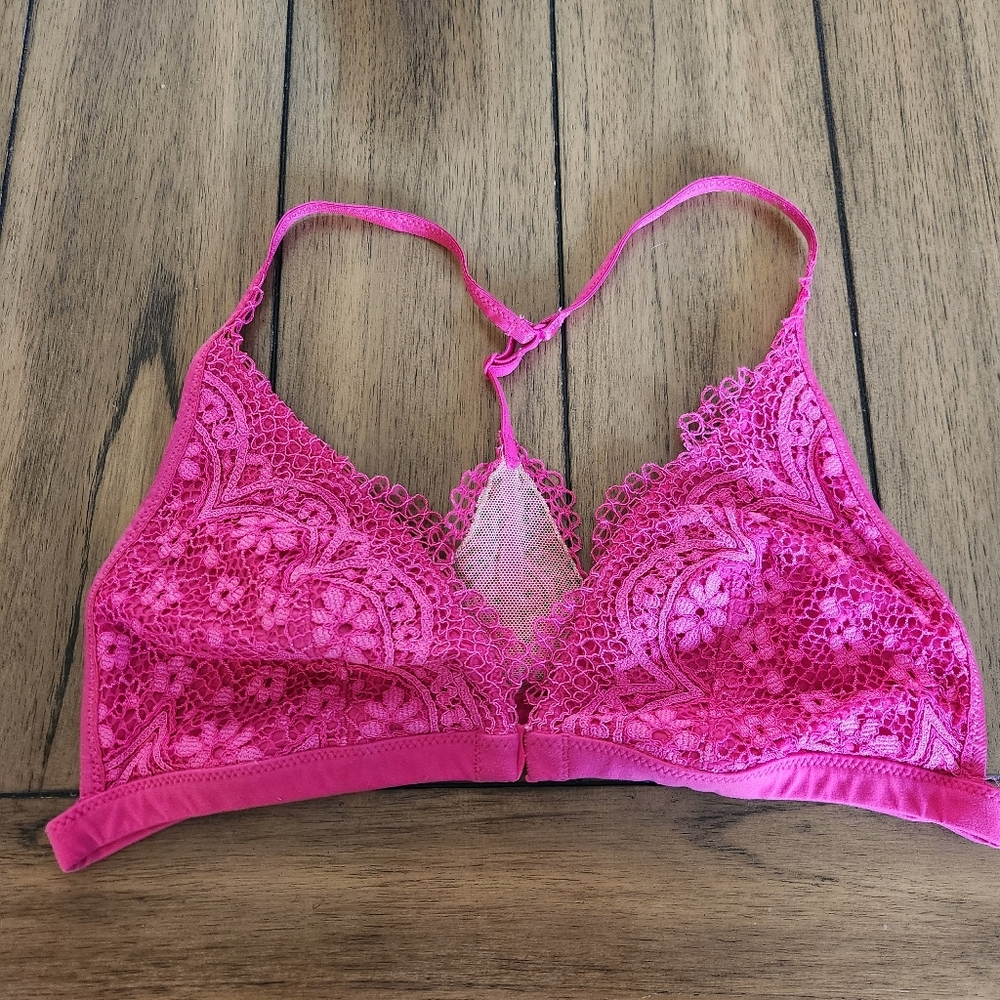 Victorias Pink Lace Bralette
